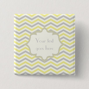 Modern yellow, grey, ivory chevron pattern custom 15 cm square badge