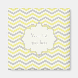 Modern yellow, grey, ivory chevron pattern custom magnet