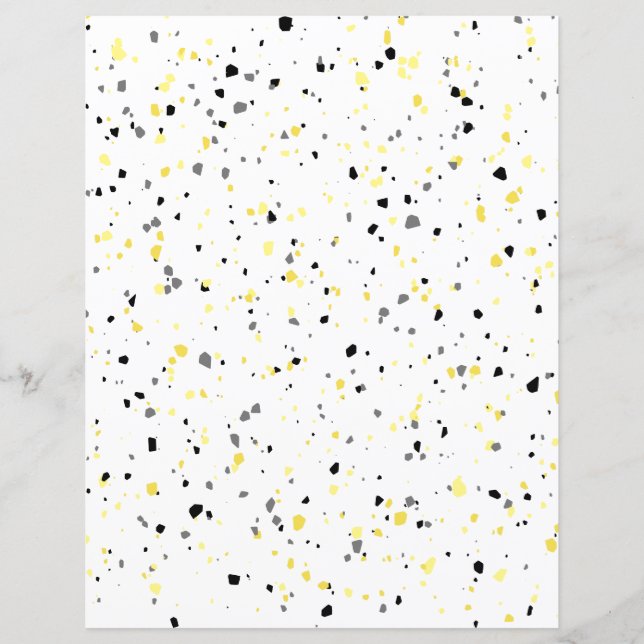 Modern Yellow Grey Tiny Terrazzo Scrapbook Paper (Front)