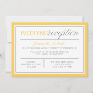 Modern Yellow & Grey Wedding Reception Invitations