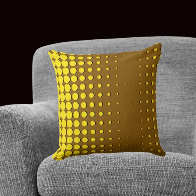 Modern Yellow Halftone Dots Cushion (Modern Yellow Halftone Dots Throw Pillow)