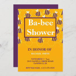 Modern Yellow honeycomb bumble bee baby shower Invitation