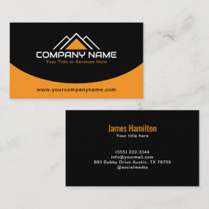 Modern Yellow House Logo Roof Construction Business Card