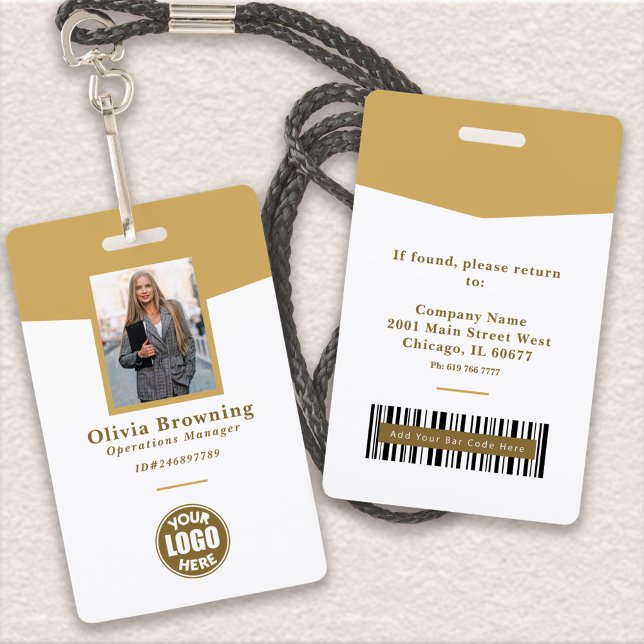 Modern Yellow ID Photo Logo & Barcode Professional Badge (Creator Uploaded)