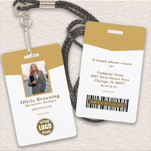 Modern Yellow ID Photo Logo & Barcode Professional ID Badge