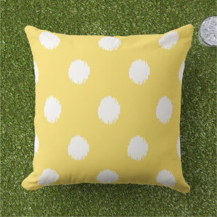 Modern Yellow Ikat Dots Pattern Cushion