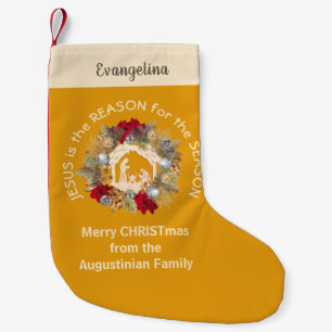 Modern Yellow JESUS IS THE REASON Small Christmas Stocking