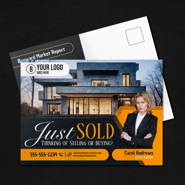 Modern Yellow Just Sold Real Estate Agent Realtor  Postcard (Creator Uploaded)