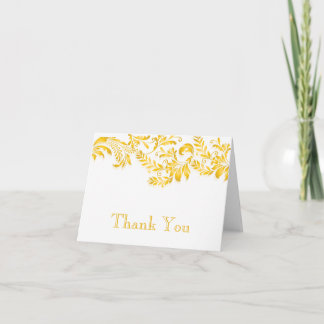 Modern Yellow Leaf Flourish Thank You Note Card