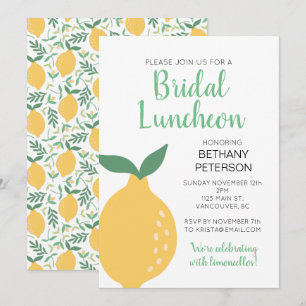 Modern Yellow Lemon Bridal Luncheon Invitation