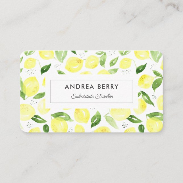 Modern Yellow Lemon Business Card (Front)