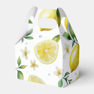 Modern yellow lemon floral script bridal shower favour box