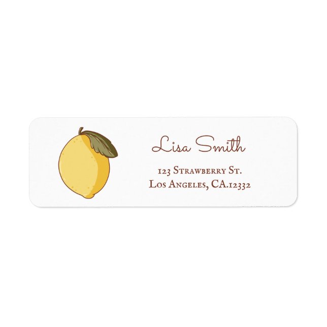 Modern Yellow Lemon Return Address Label (Front)