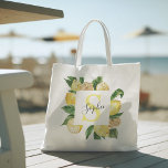 Modern Yellow Lemons Frame & Leaves With Name Tote Bag<br><div class="desc">Modern Yellow Lemons Frame & Leaves With Name</div>