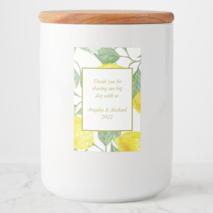 Modern Yellow Lemons Green Leaves Wedding Food Label