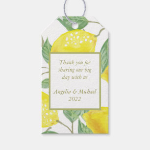 Modern Yellow Lemons Green Leaves Wedding Gift Tags