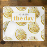 Modern Yellow Lemons Pattern & Squeeze The Day Mouse Pad<br><div class="desc">Modern Yellow Lemons Pattern & Squeeze The Day</div>