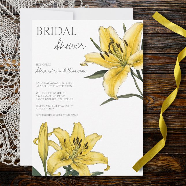 Modern Yellow Lilies Bridal Shower  Invitation (Creator Uploaded)