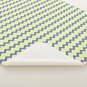 Modern Yellow Lime Dark Grey Chevron Sherpa Blanket