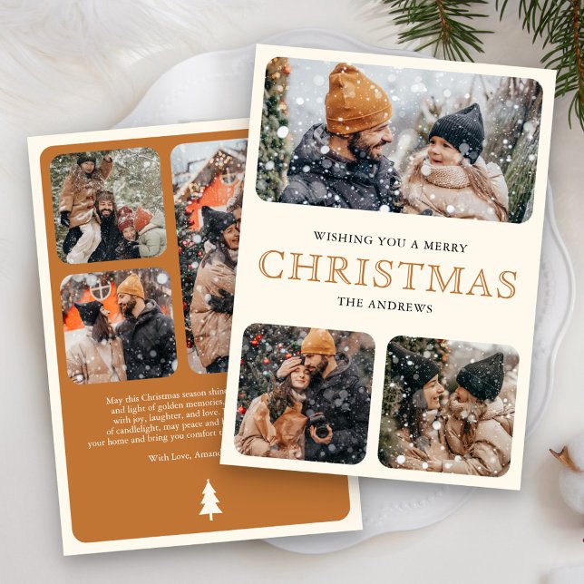 Modern Yellow Minimal 6 Photo Collage Christmas Holiday Card (Creator Uploaded)