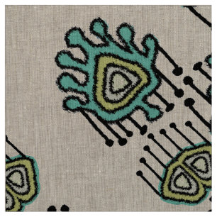 Modern Yellow Mint Grey Tribal Custom Fabric