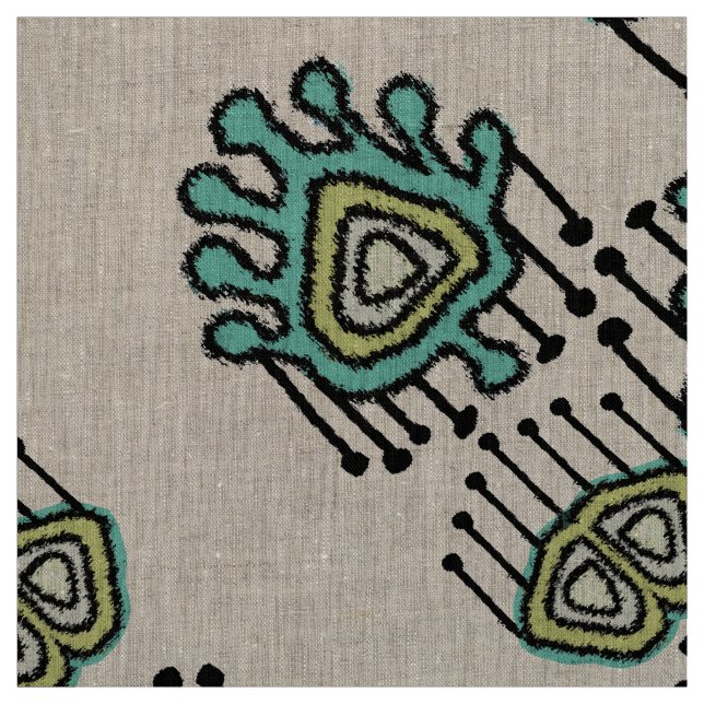 Modern Yellow Mint Grey Tribal Custom Fabric (Swatch)