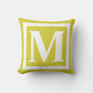 Modern Yellow Monogram Letter M Cushion