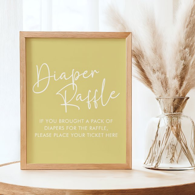 Modern Yellow Oh Baby Simple Baby Diaper Raffle Poster (Creator Uploaded)