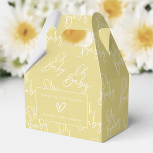 Modern Yellow Oh Baby Simple Baby Shower Gable Favour Box