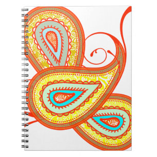 Modern Yellow Orange Aqua Mint Paisley Gifts Notebook
