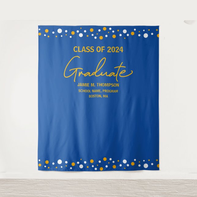 Modern Yellow Orange Blue Graduate Graduation Tapestry (Front)