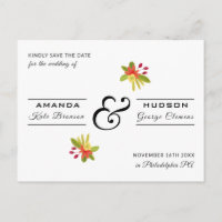 Modern Yellow Orange Floral Wedding Save the Date