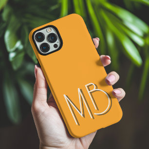 Modern Yellow Orange Monogram Initial Contemporary iPhone 16 Pro Max Case