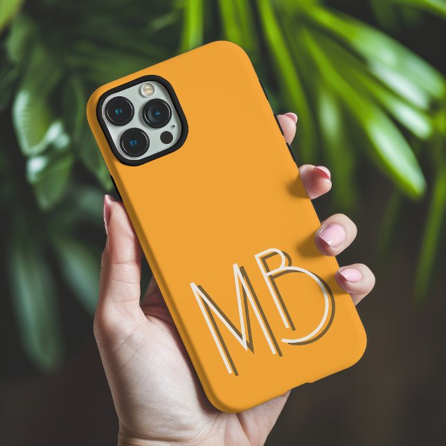 Modern Yellow Orange Monogram Initial Contemporary iPhone Case (Creator Uploaded)
