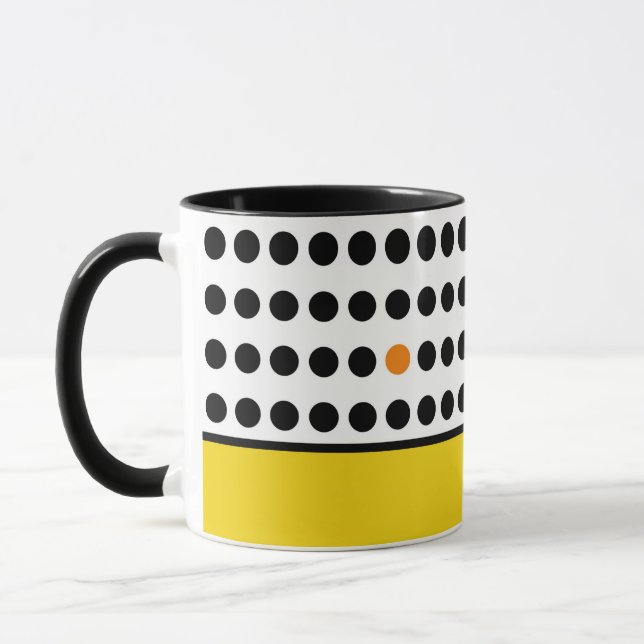 Modern Yellow Orange Polka Dots Colour Block Mug (Left)