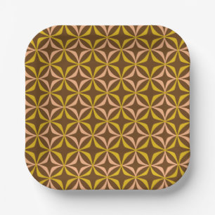 Modern Yellow Pattern Retro Aesthetic Wedding Paper Plate