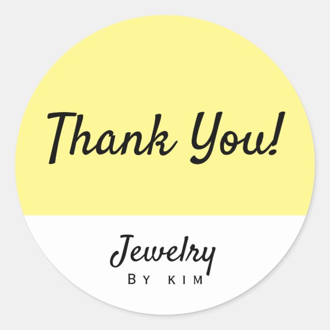 Modern Yellow Personal Brand Jewellery Classic Round Sticker (Front)