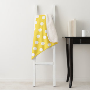 Modern Yellow Polka Dots Pattern Sherpa Blanket