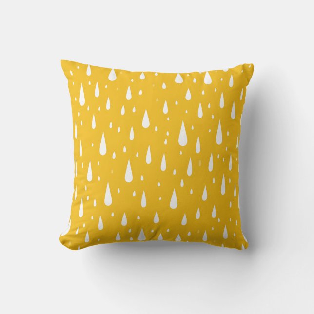 Modern Yellow Raindrop Pattern Pillow  (Front)
