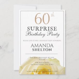 Modern Yellow Rose 60th Surprise Birthday Party Invitation