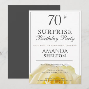 Modern Yellow Rose 70th Surprise Birthday Party Invitation