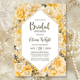 Modern Yellow Rose Floral Bridal Shower Invitation