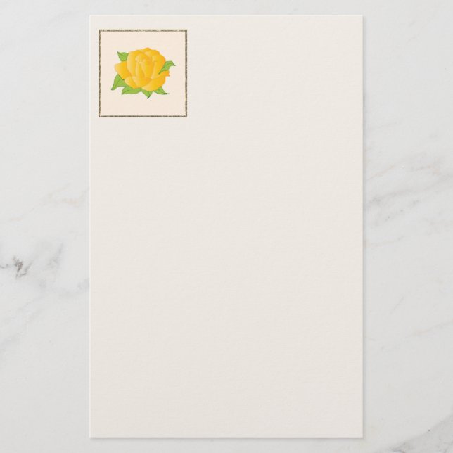 Modern Yellow Rose Stationery (Front)