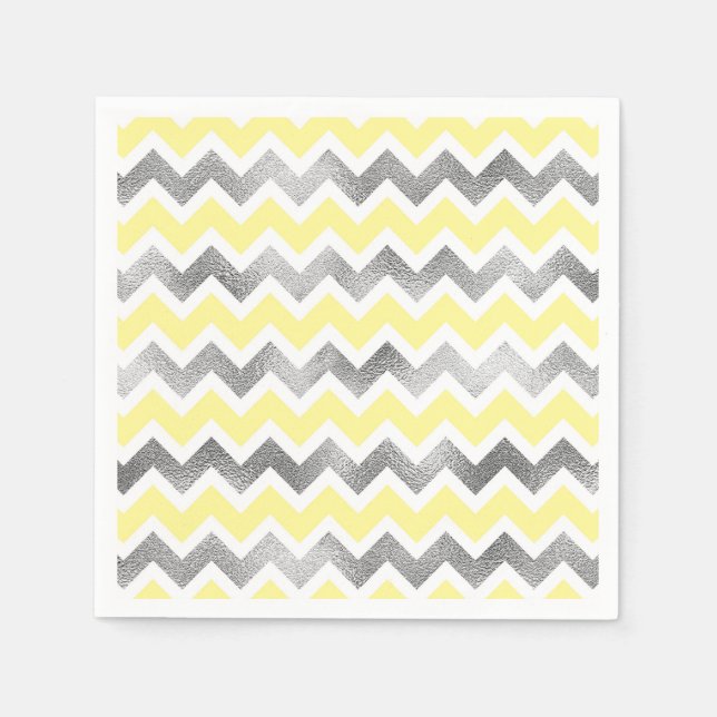 Modern Yellow Silver baby shower napkins (Front)