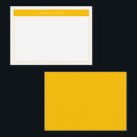 Modern Yellow Simple Border Name Budget Card<br><div class="desc">Modern Minimalist Note Card with Name of choice. This simple design features your name at the top,  framed by a bright yellow block of colour with a delicate frame and solid yellow on the back of this budget note card.</div>