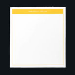 Modern Yellow Simple Border Name  Notepad<br><div class="desc">Modern Minimalist Notepad with Name. This simple design features your name at the top,  framed by a bright yellow block of color and a delicate frame.</div>