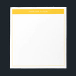 Modern Yellow Simple Border Name  Notepad<br><div class="desc">Modern Minimalist Notepad with Name. This simple design features your name at the top,  framed by a bright yellow block of color and a delicate frame.</div>