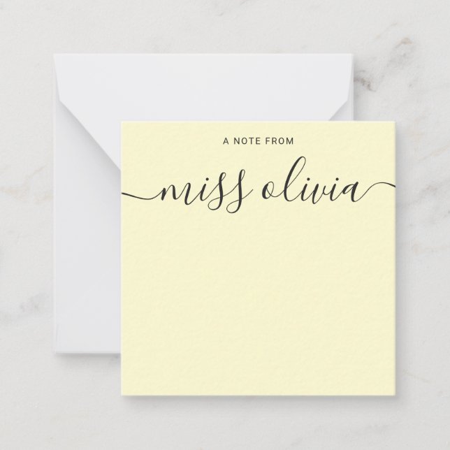 Modern Yellow Simple Script Custom Teachers Card (Front)