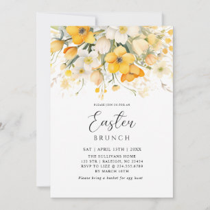 Modern Yellow Spring Floral Easter Brunch Invitation