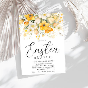 Modern Yellow Spring Floral Easter Brunch Invitation